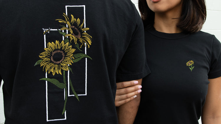 sunflower graphic stitched tee